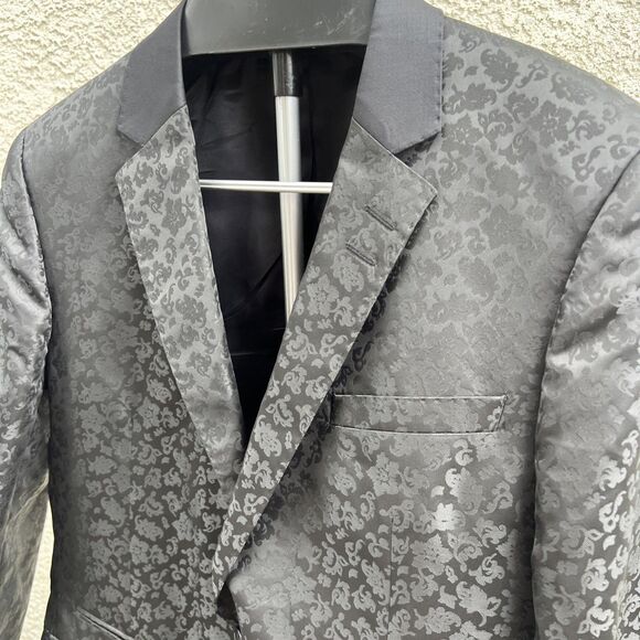 Maceoo Men’s Jacket Blazer, Black Floral, Size 42 Sports Coat - Picture 2 of 9
